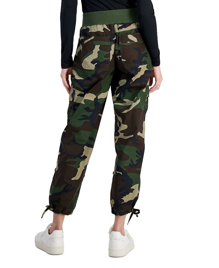 Crave Fame Juniors' Cotton Camo-Print High-Rise Pull-On Cargo Pants ...