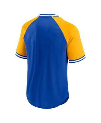 Men's Royal Los Angeles Rams Second Wind Raglan V-Neck T-shirt