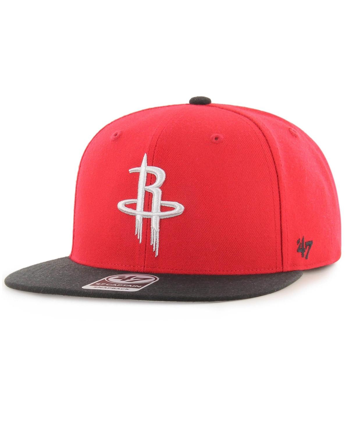 Shop 47 Brand Men's ' Red, Black Houston Rockets Two-tone No Shot Captain Snapback Hat In Red,black