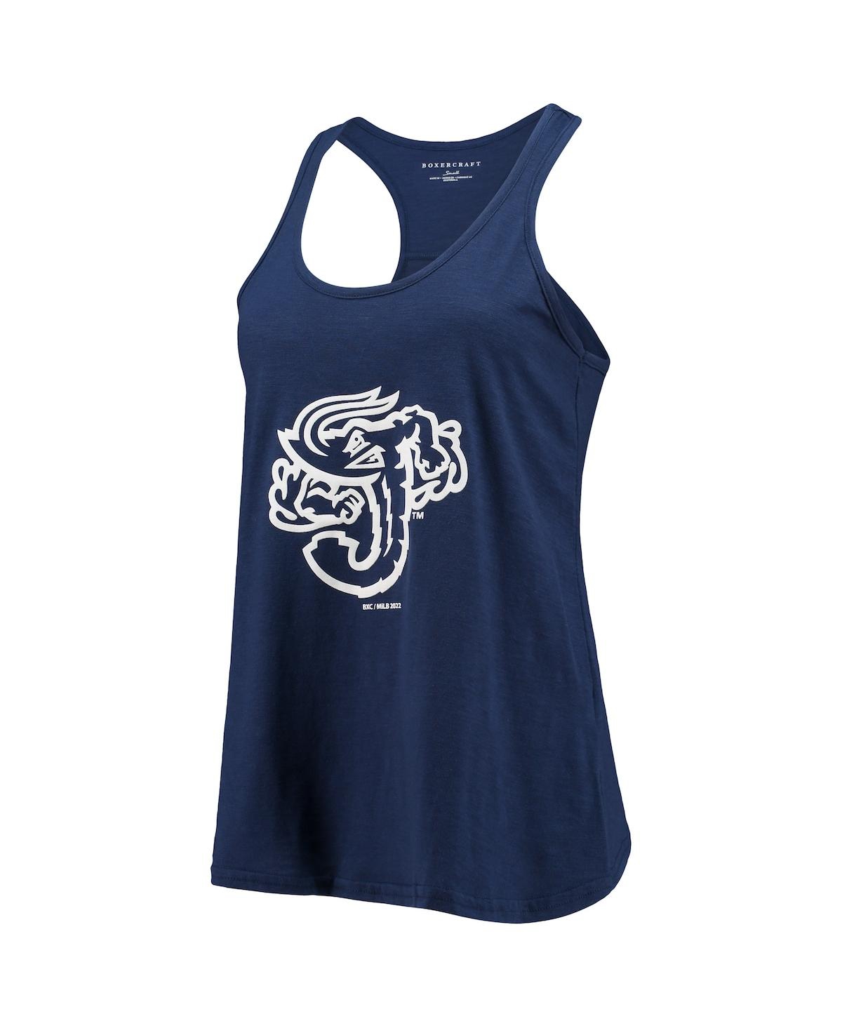 Boxercraft Navy Jacksonville Jumbo Shrimp Charm Scoop Neck Racerback Tank Top In Navy
