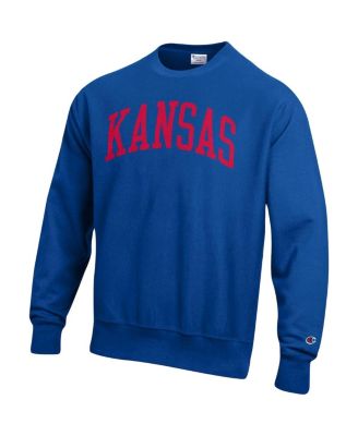 Men's Royal Kansas Jayhawks Arch Reverse Weave Pullover Sweatshirt