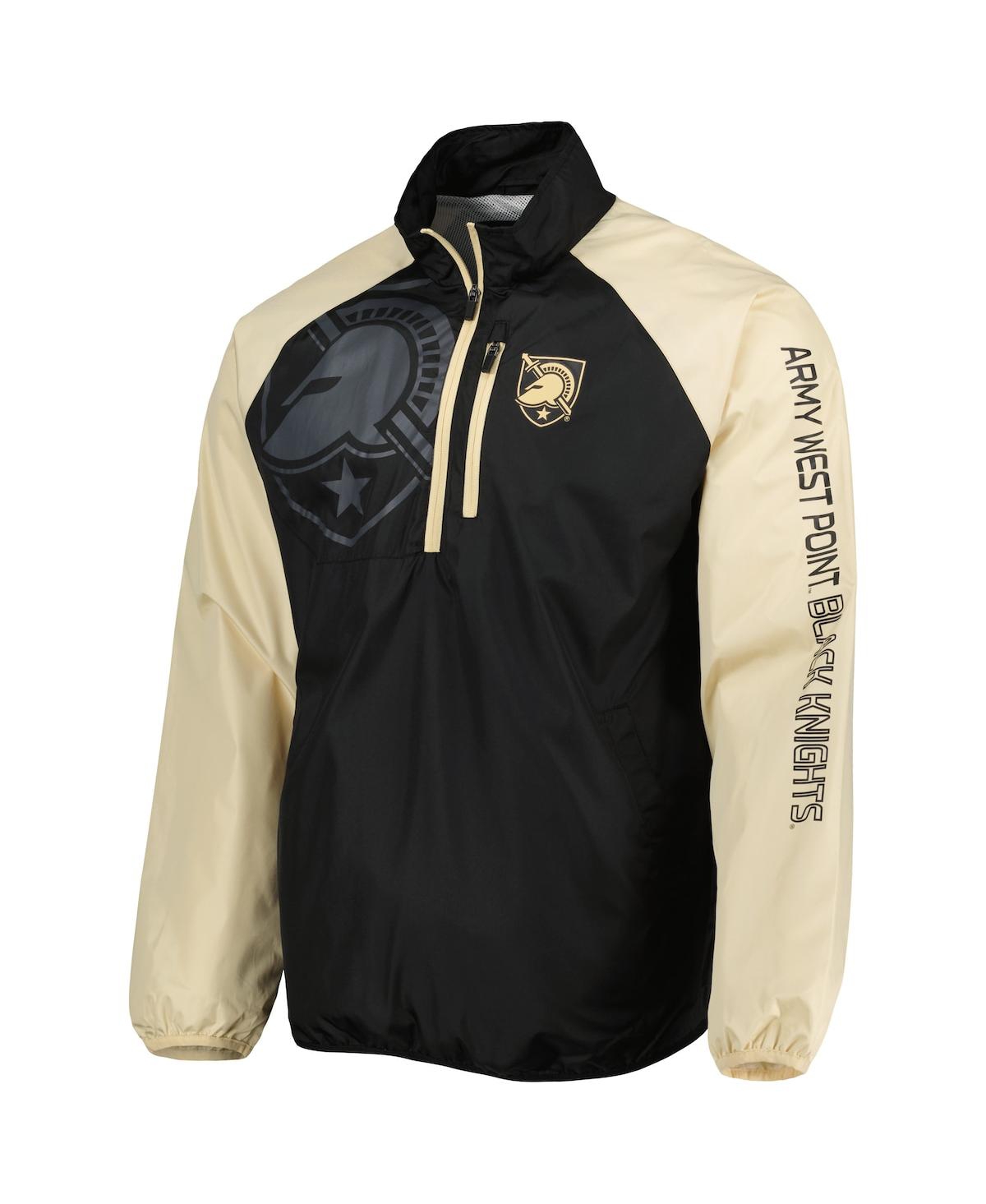 G-III SPORTS BY CARL BANKS MEN'S G-III SPORTS BY CARL BANKS BLACK, GOLD ARMY BLACK KNIGHTS POINT GUARD RAGLAN 1/4-ZIP JACKET 