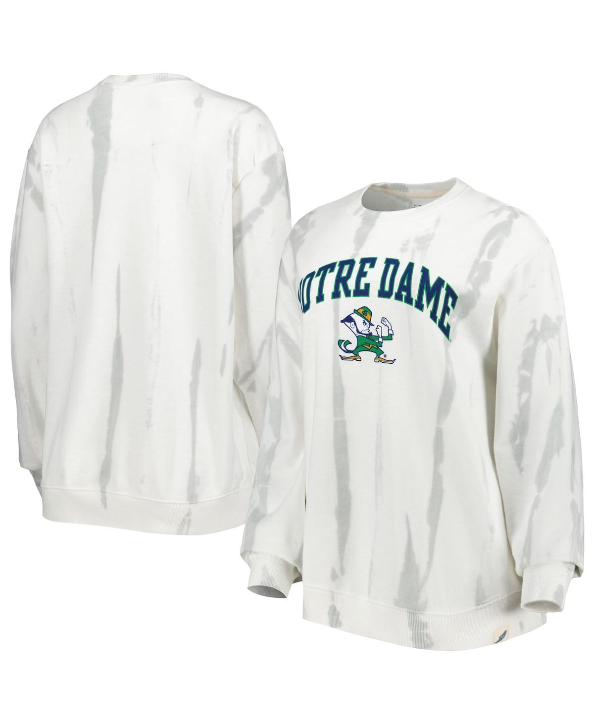 LEAGUE COLLEGIATE WEAR MEN'S LEAGUE COLLEGIATE WEAR WHITE, SILVER NOTRE DAME FIGHTING IRISH CLASSIC ARCH DYE TERRY PULLOVER 