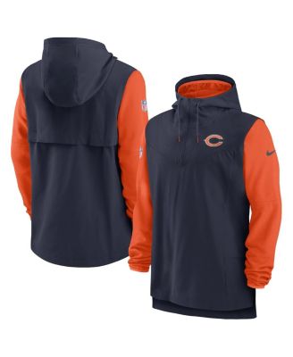 Men's Navy, Orange Chicago Bears Sideline Player Quarter-Zip Hoodie