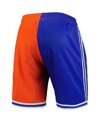 Men's Blue, Orange New York Knicks Hardwood Classics 1991 Split Swingman Shorts
