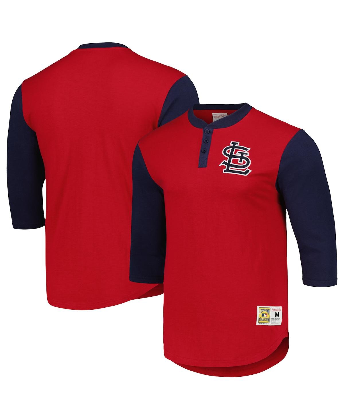 Mitchell & Ness Men's  Red Boston Red Sox Cooperstown Collection Legendary Slub Henley 3/4-sleeve T-s