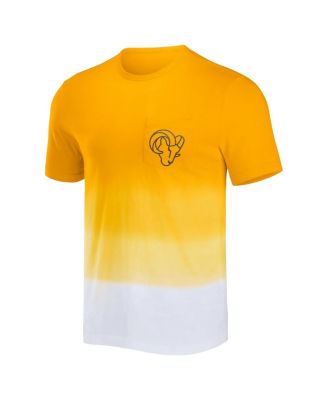 Men's NFL x Darius Rucker Collection by Gold, White Los Angeles Rams Dip Dye Pocket T-shirt
