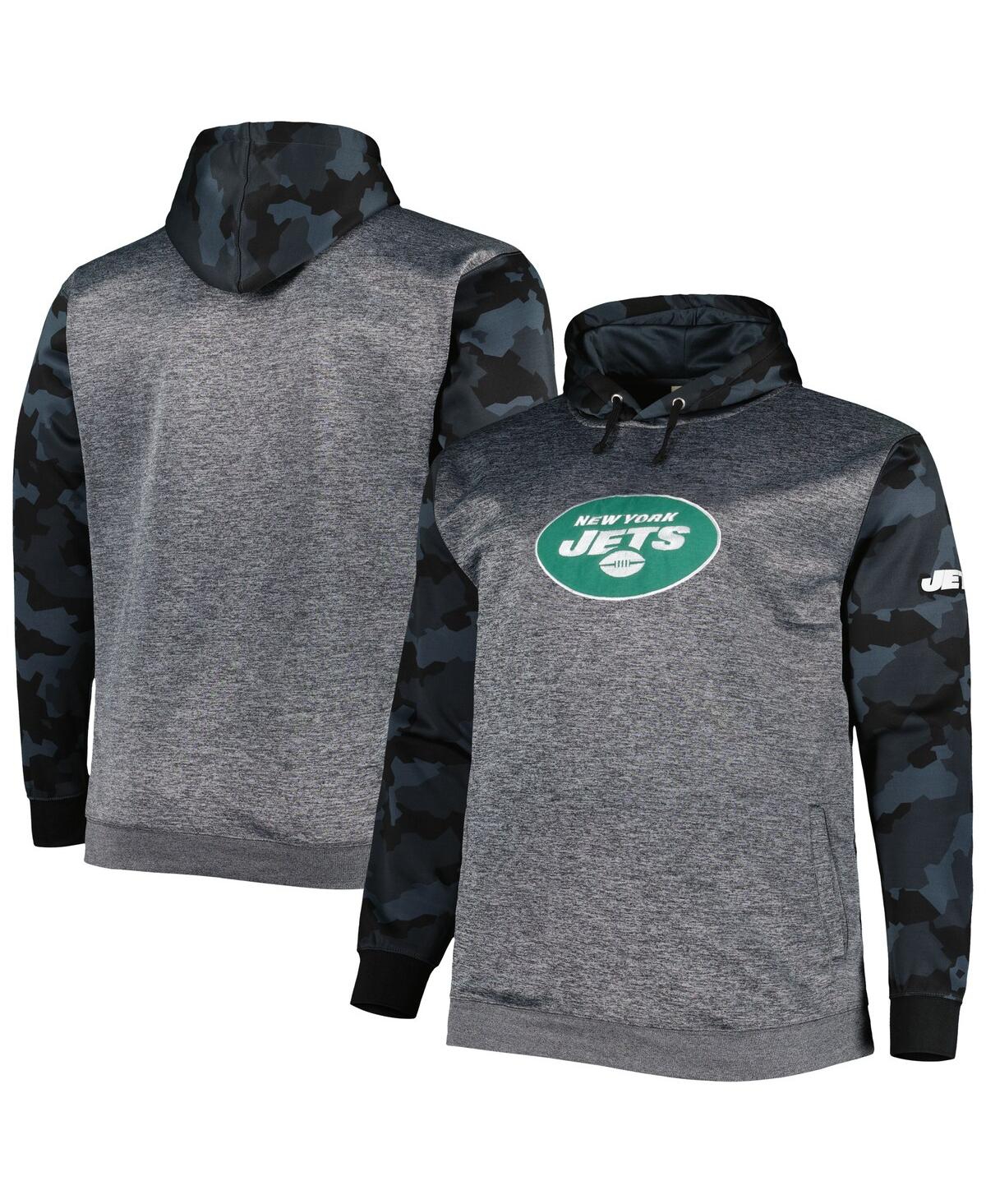 Fanatics Men's  Heather Charcoal New York Jets Big And Tall Camo Pullover Hoodie