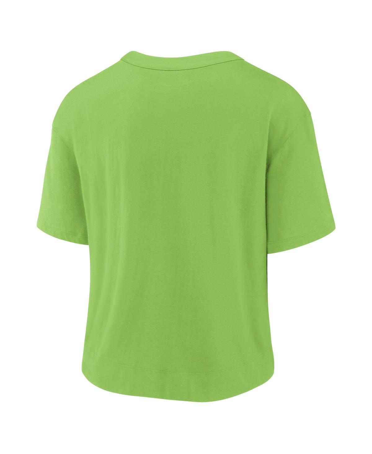 Nike Women's  Neon Green, College Navy Seattle Seahawks High Hip Fashion T-shirt In Neon Green,college Navy