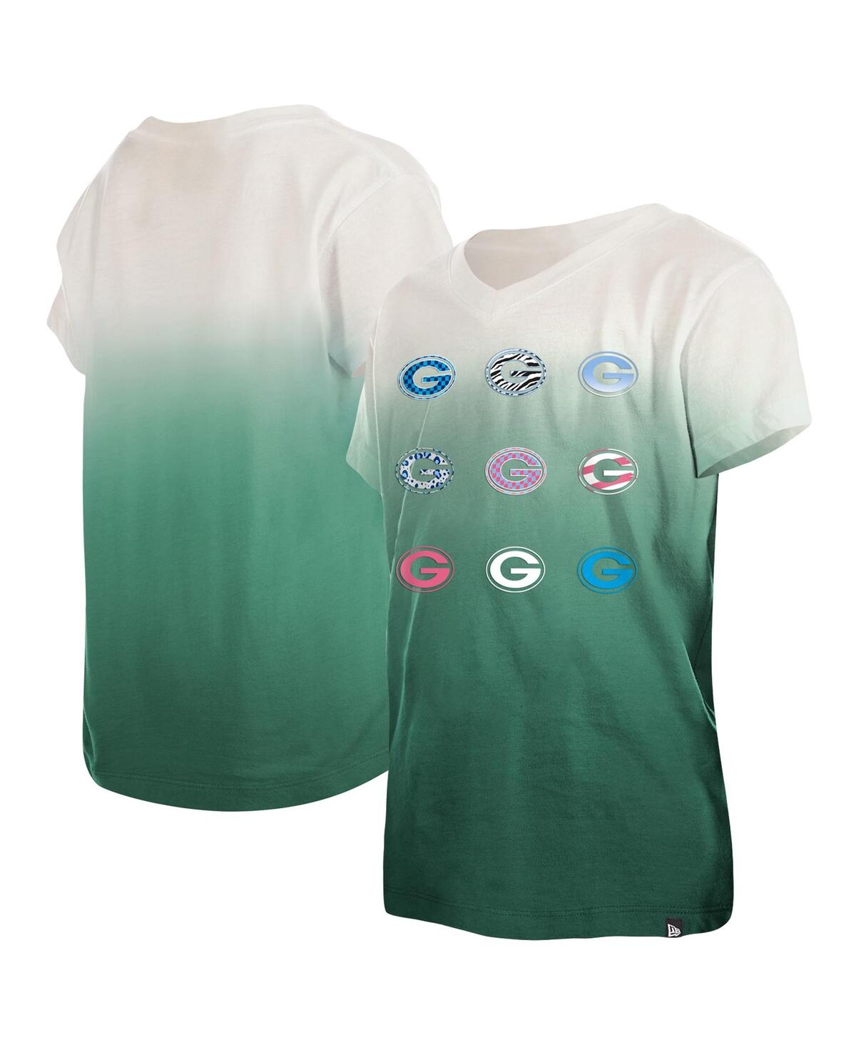 Shop New Era Big Girls  Green Green Bay Packers Multi Logo Ombre V-neck T-shirt