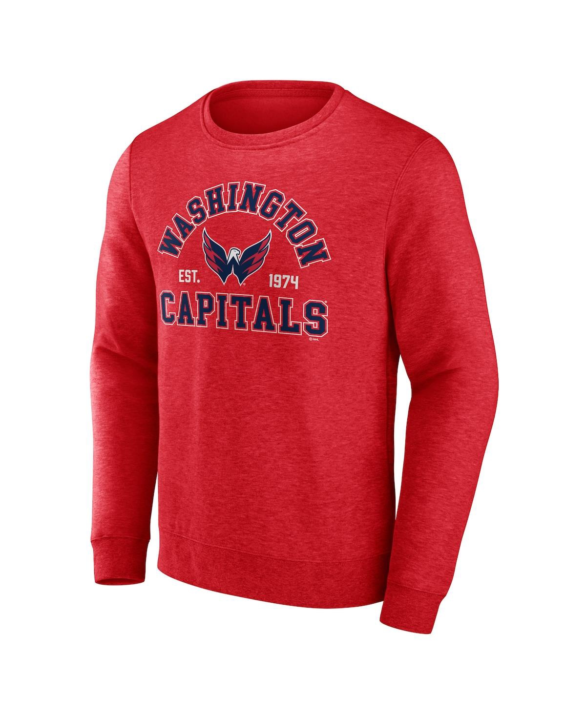 Shop Fanatics Men's  Red Washington Capitals Classic Arch Pullover Sweatshirt