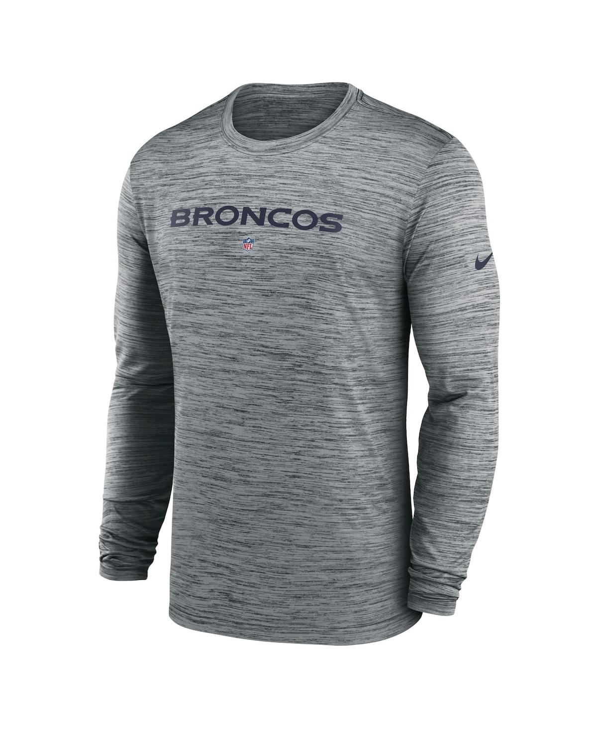 Shop Nike Men's  Gray Denver Broncos Sideline Team Velocity Performance Long Sleeve T-shirt