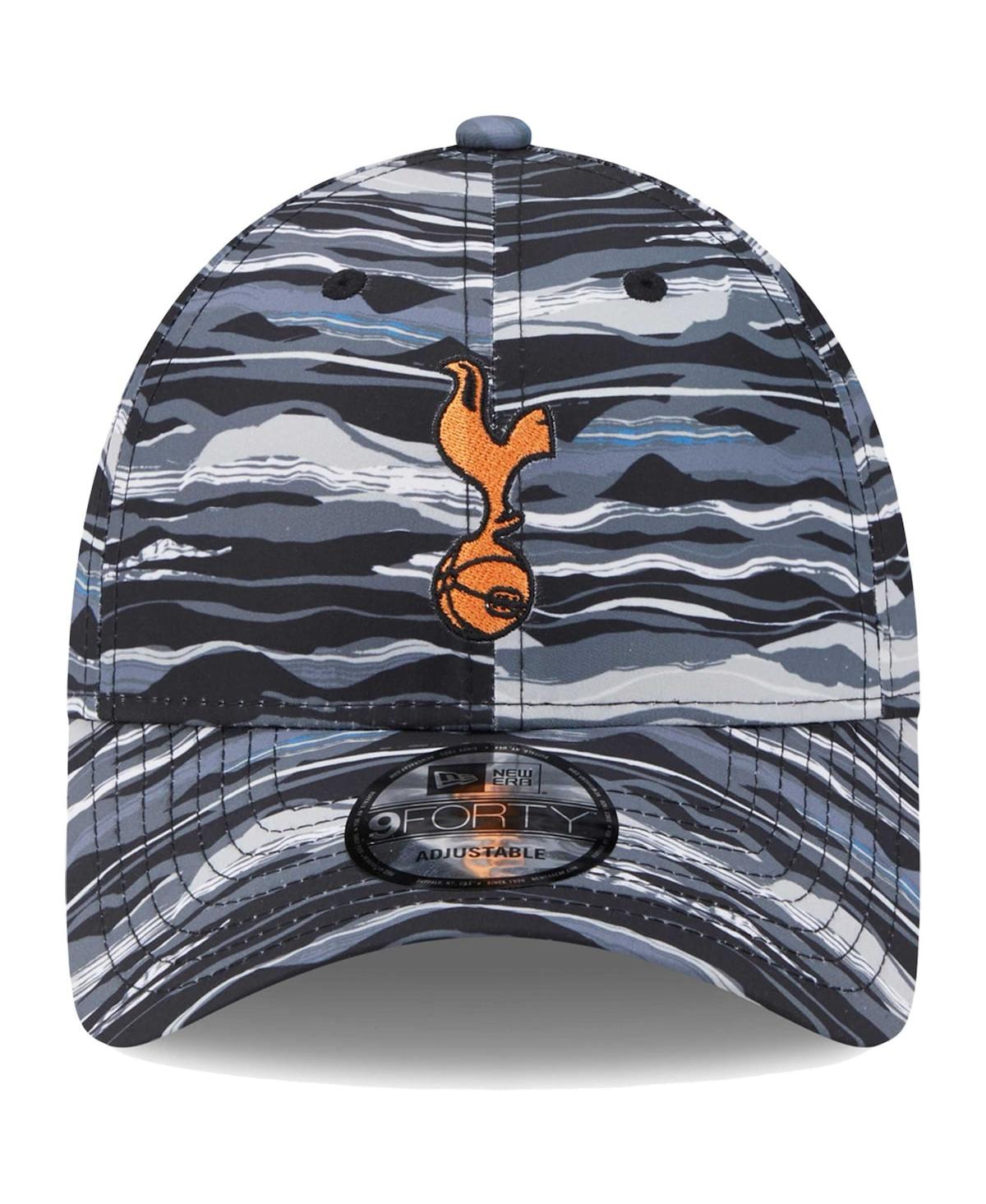 New Era Men's  Black Tottenham Hotspur Wave All Over Print 9forty Adjustable Hat In Black