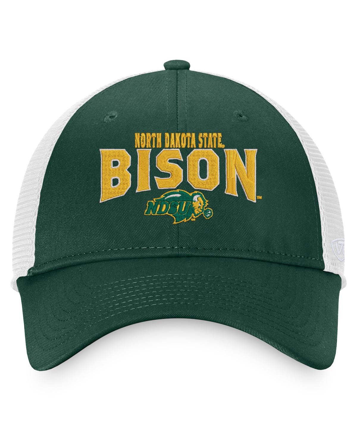 Shop Top Of The World Men's  Green, White Ndsu Bison Breakout Trucker Snapback Hat In Green,white