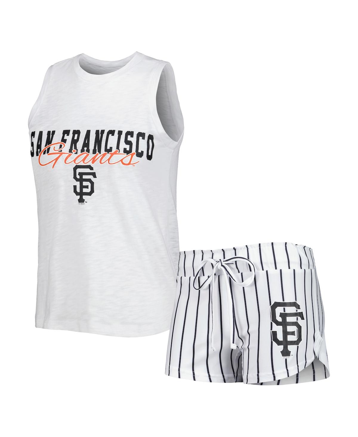 Shop Concepts Sport Women's  White San Francisco Giants Reel Pinstripe Tank Top And Shorts Sleep Set