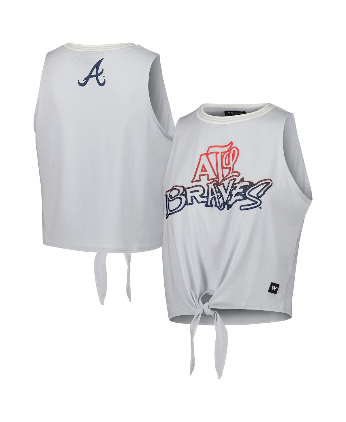 Women's The Wild Collective White Atlanta Braves Twisted Tie Front Tank Top Size: Extra Small