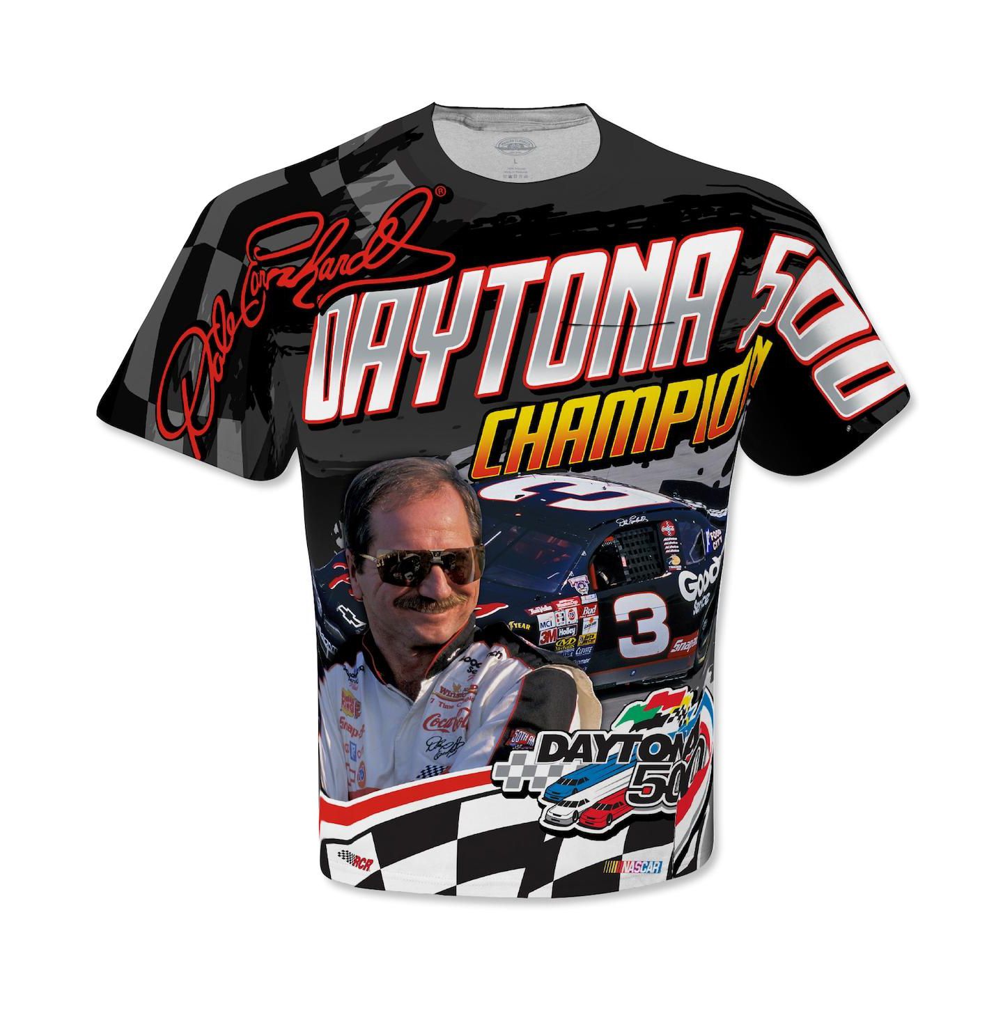 Мужская футболка Checkered Flag Sports Black Dale Earnhardt Daytona 500 Champion Legends — фото 3