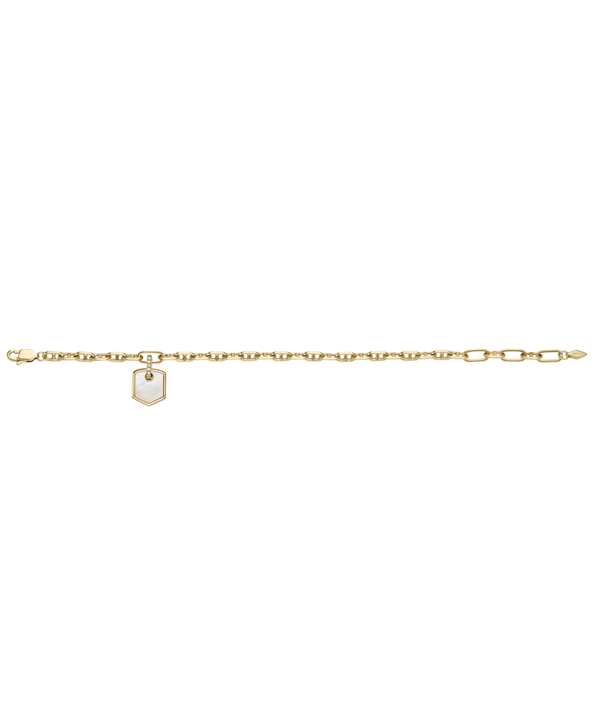 Fossil Heritage Crest Mother of PearlTone Brass Chain Bracelet - Gold
