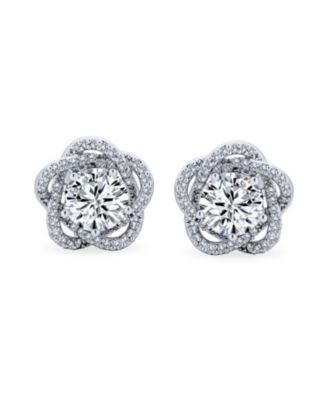 Elegant Cubic Zirconia Pave CZ 3D Flower Rose Clip On Earrings Mother Prom Formal Party Non Pierced Ears