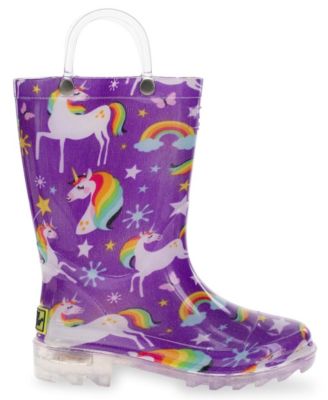 Girls Western Chief Rainbow Unicorn Lighted Rain Boots Little 1 Purple