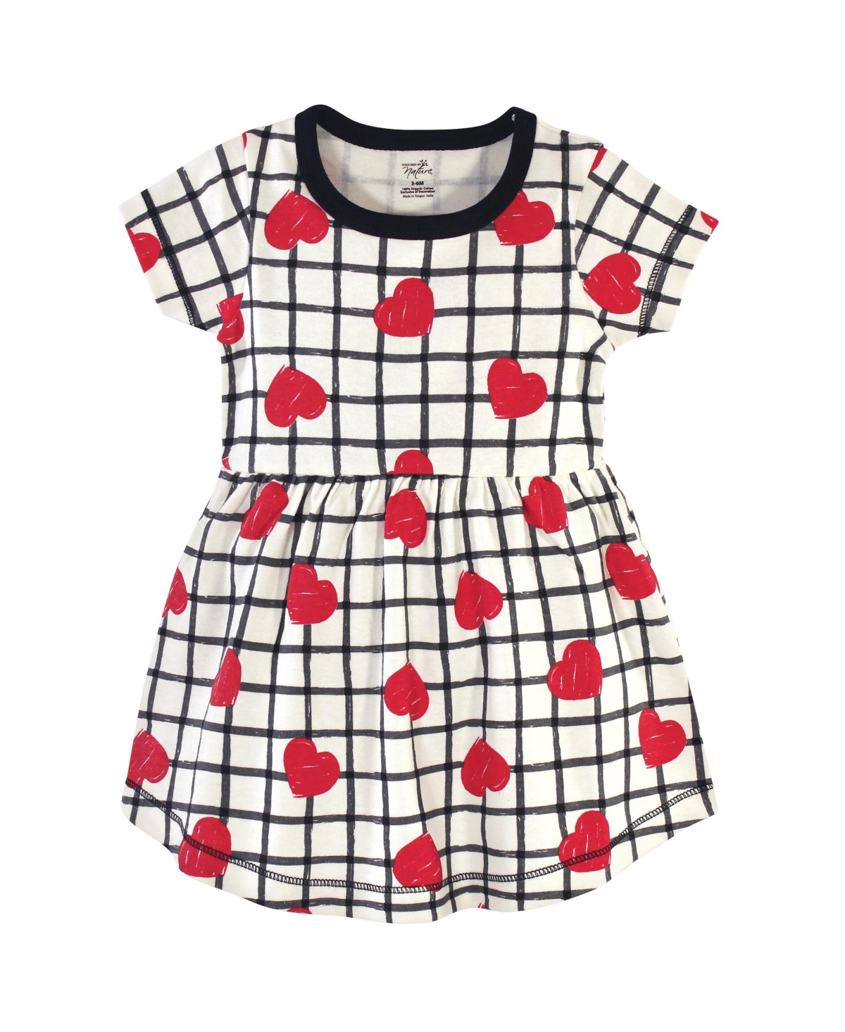 Touched by Nature Baby Girls Baby Organic Cotton Dress and Cardigan 2pc Set,- Black red heart