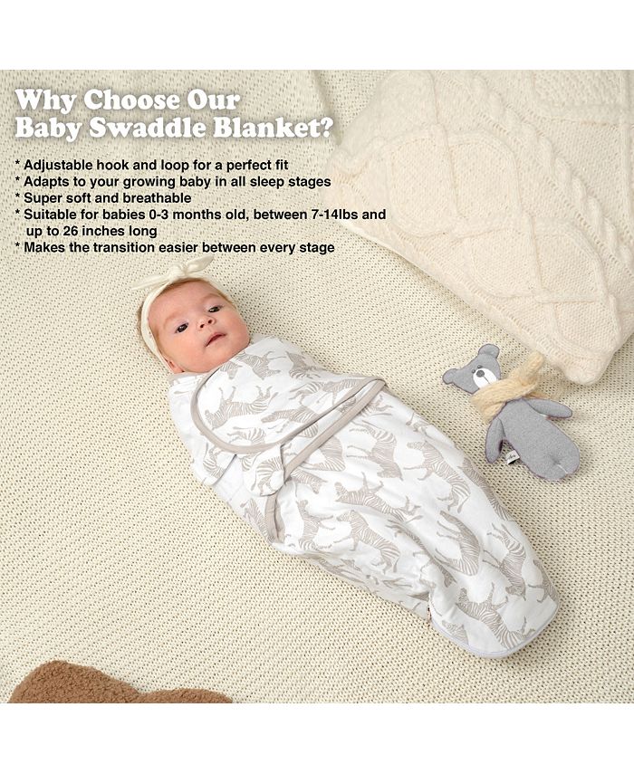 Bublo Baby Baby Swaddle Sleep Sacks with Zipper, 3 Pack Newborn Swaddle