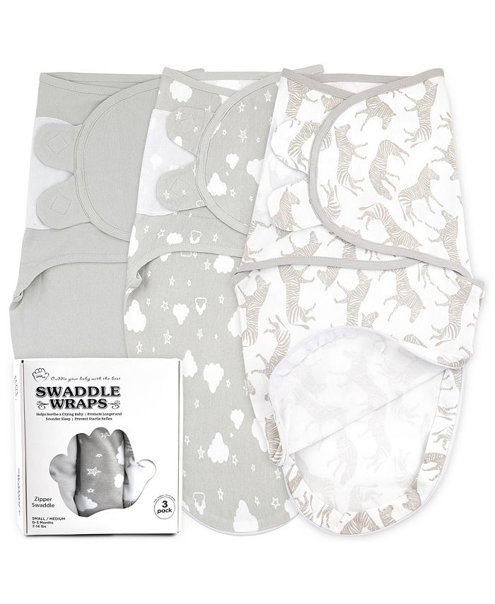 Bublo Baby Baby Swaddle Sleep Sacks with Zipper, 3 Pack Newborn Swaddle