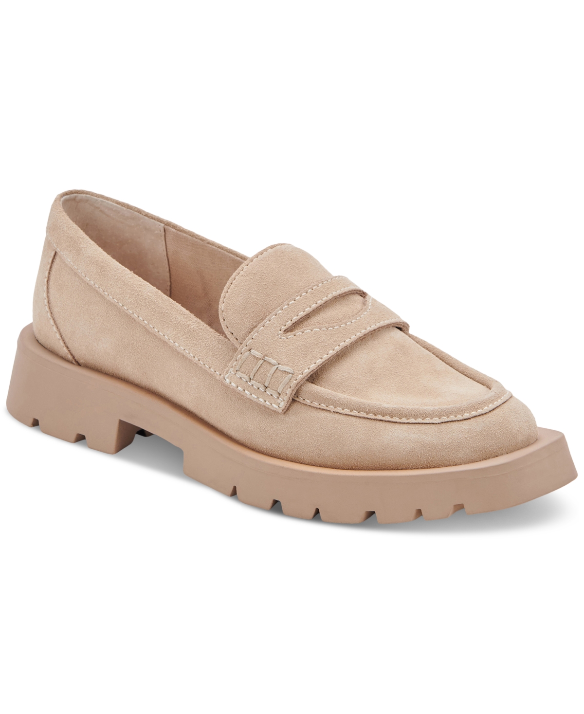 Shop Dolce Vita Women's Elias Lug Sole Tailored Loafer Flats In Dune Suede