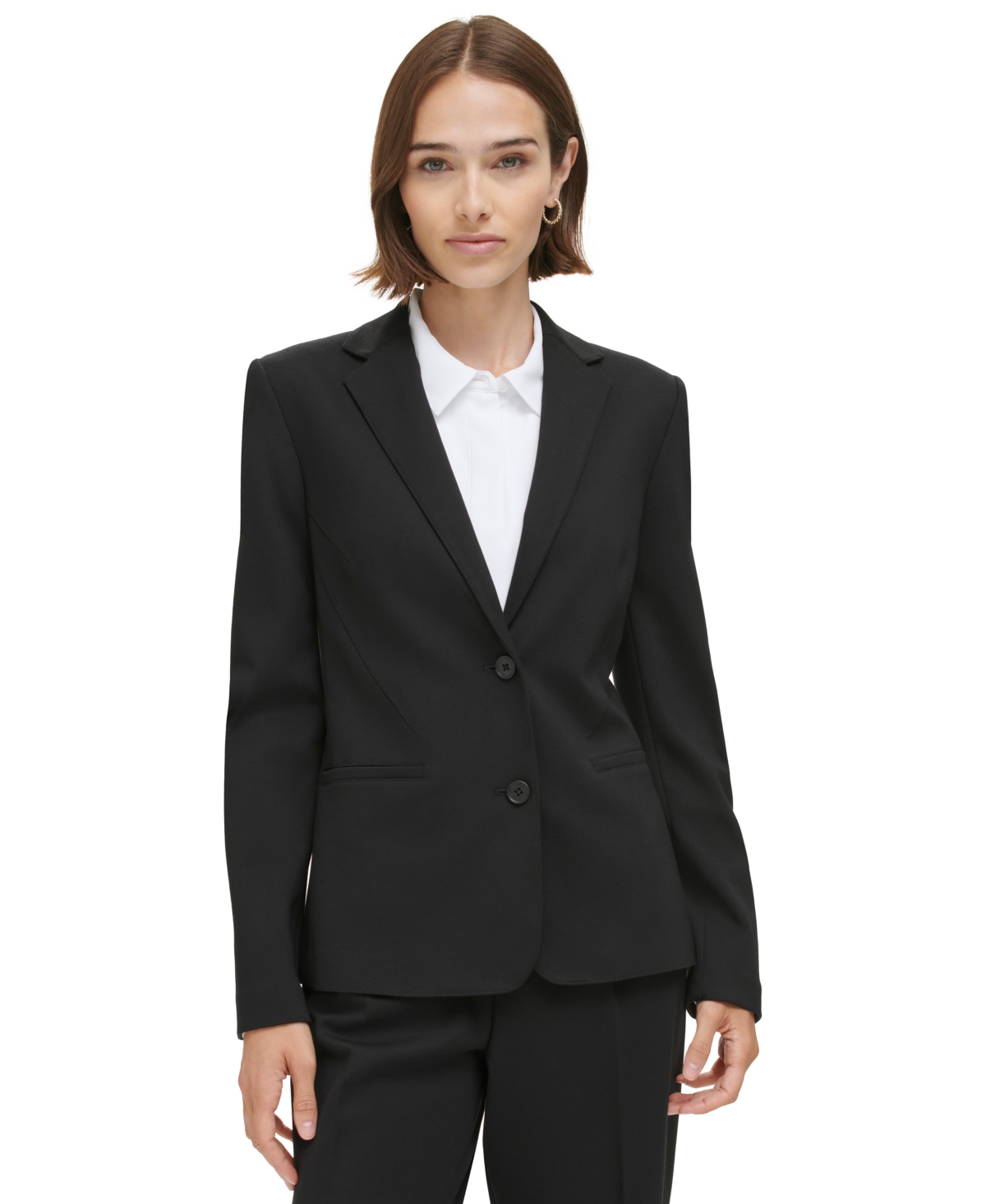 Shop Calvin Klein Women's Two-button Blazer In Black
