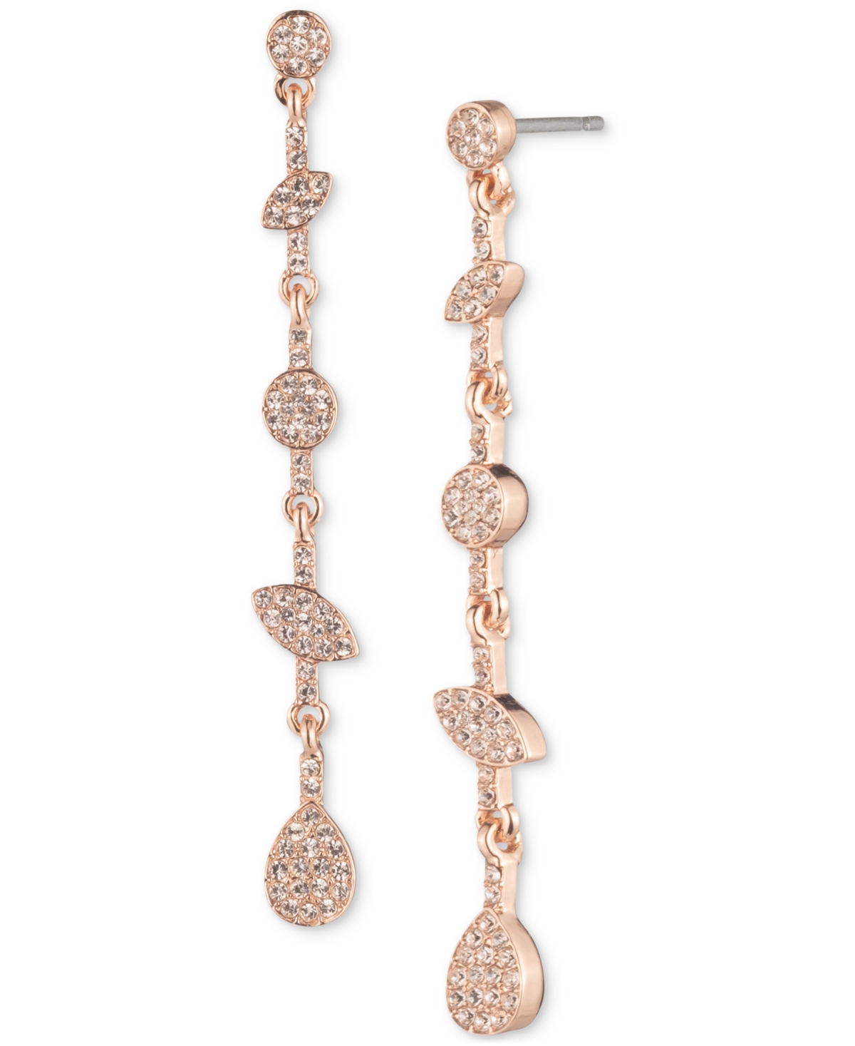 Givenchy Crystal Pave Cluster Linear Drop Earrings In Rose Gold
