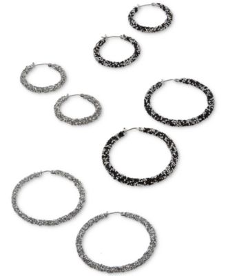 Crystal Hoop Earrings, 1-1/4"