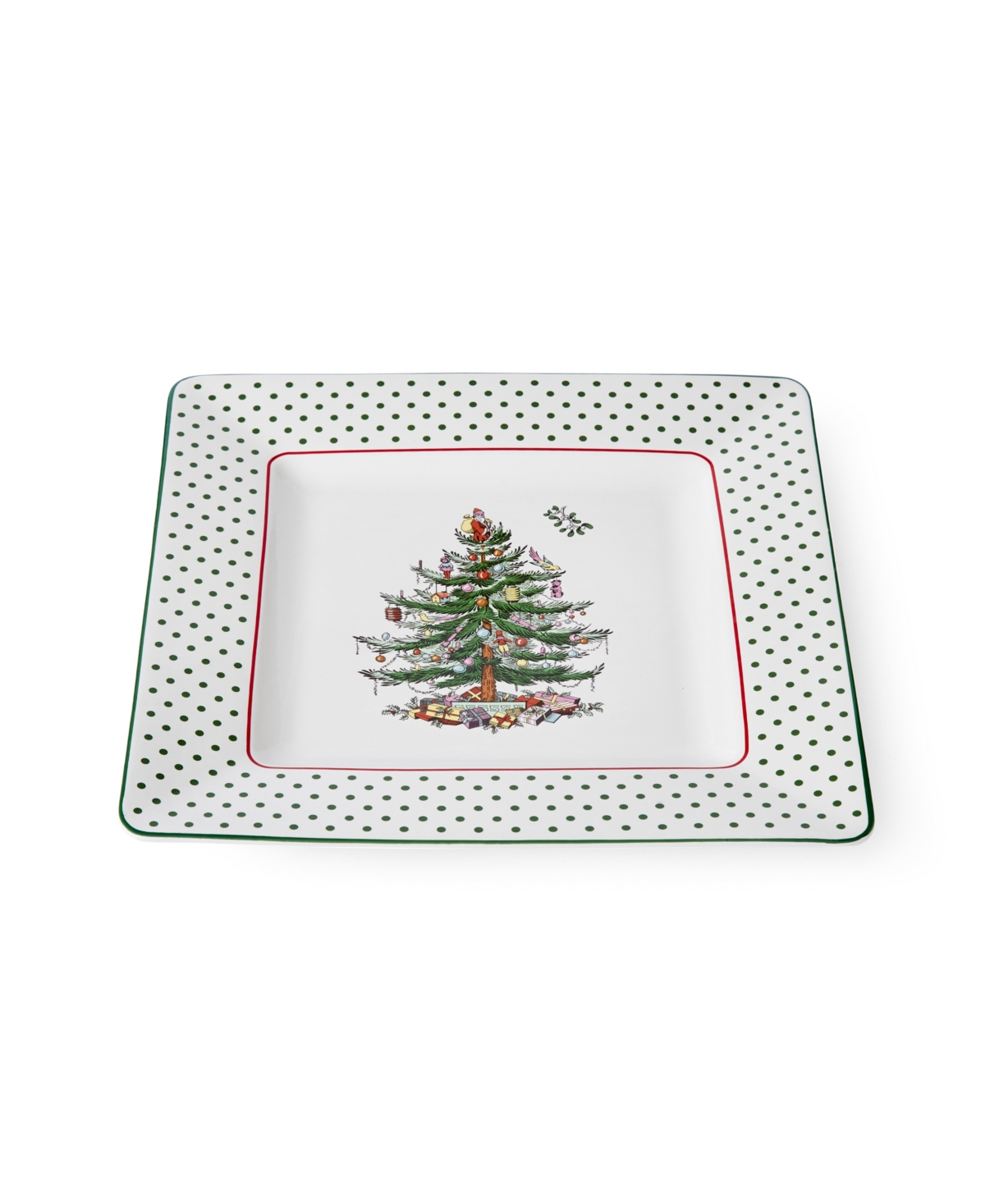 Spode Christmas Tree Polka Dot Square Platter