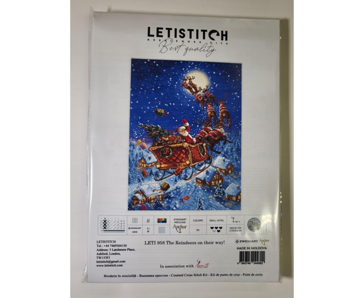 Counted Cross Stitch Kit The reindeers on their way! Leti958 - Assorted Pre-pack