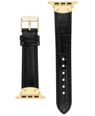 Women's Black Crocograin Genuine Leather Band designed for Apple Watch&reg; 42mm (Series 10) & 38/40/41mm