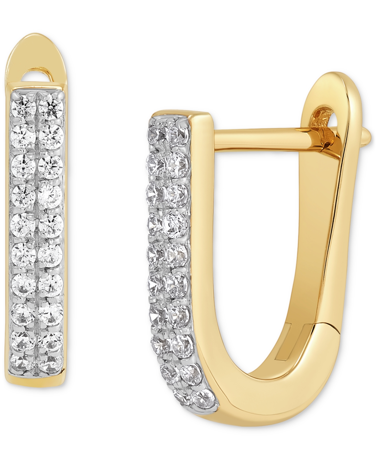 Macy's Diamond Oval Hoop Earrings (1/8 Ct. T.w.) In 14k Gold-plated Sterling Silver