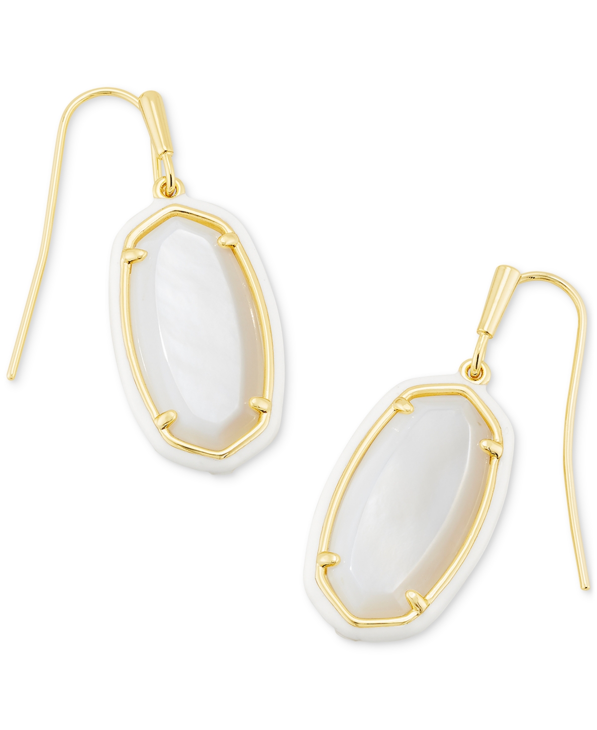 Kendra Scott 14k Gold-plated Oval Stone Drop Earrings In White Mother Of Pearl