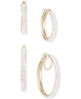 2-Pc. Set Crystal Pav&eacute; Oval & Round Hoop Earrings