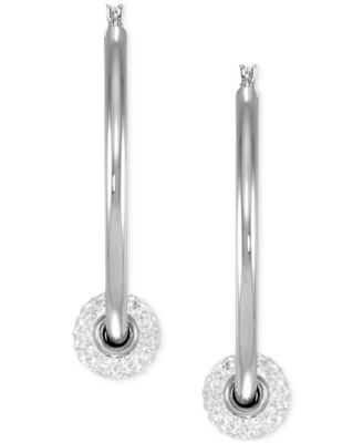 Crystal Pav&eacute; Fireball Medium Hoop Earrings, 1-5/8"