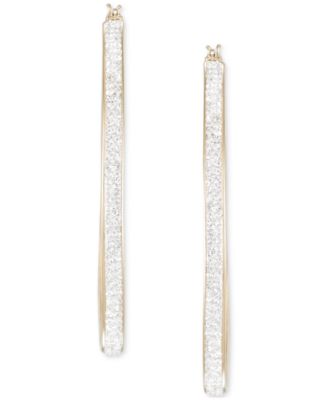 Crystal Pav&eacute; Oval-Shape Click Top Hoop Earrings