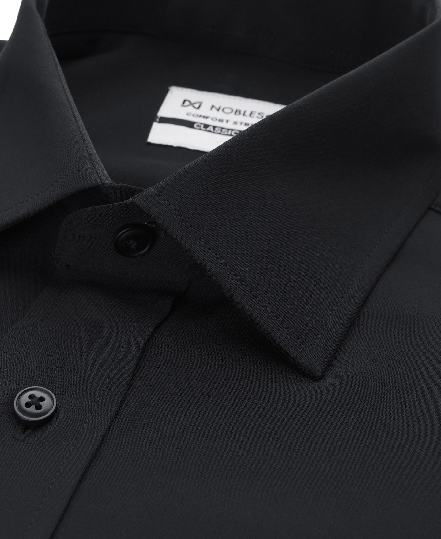 Мужская рубашка NOBLESON Men Classic-Fit Solid Color Dress Shirt, цвет: Чёрный — фото 4
