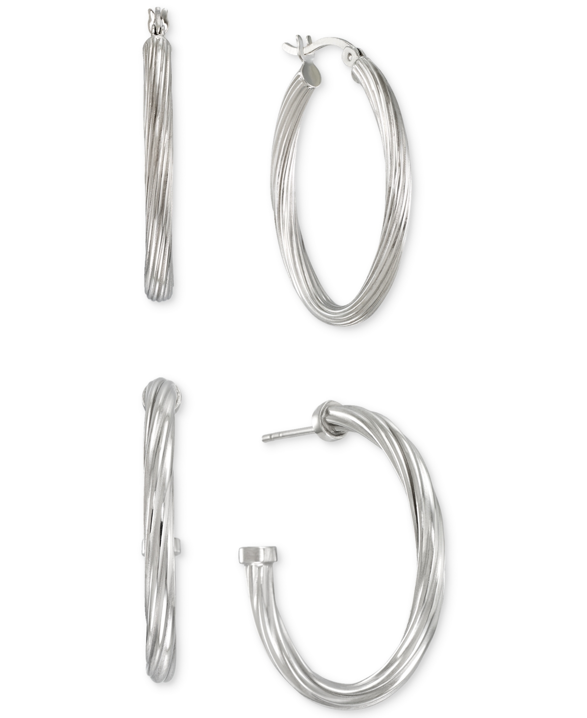 Set of Two Rope Hoop Earrings in 14k Gold Vermeil (Also in Sterling - Silver