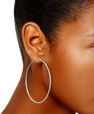 Diamond-Cut Oval Hoop Earrings in 14k Gold Vermeil, 2-3/4" (Also in Sterling Silver)