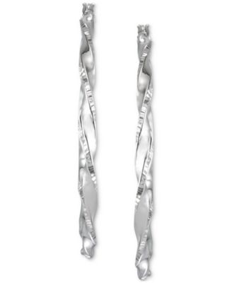 Two-Tone Twisted Hoop Earrings (45mm) in 14k Yellow and White Gold- Plated Sterling Silver (Also in Sterling Silver)