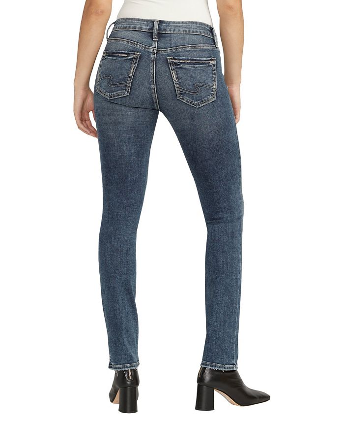 Silver Jeans Co. Women's Suki Mid Rise Straight Leg Jeans - Curvy Fit, Power Stretch