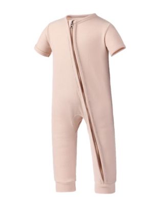 Earth Baby Outfitters Baby Boys Rayon from Bamboo Ribbed Zip Front Romper - Beige