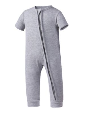 Earth Baby Outfitters Baby Boys Rayon from Bamboo Ribbed Zip Front Romper - Gray
