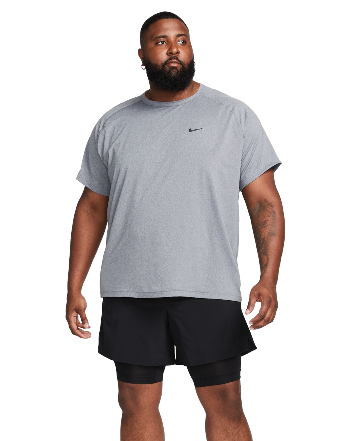 Nike Men's Relaxed-Fit Dri-fit Short-Sleeve Fitness T-Shirt -heather/black