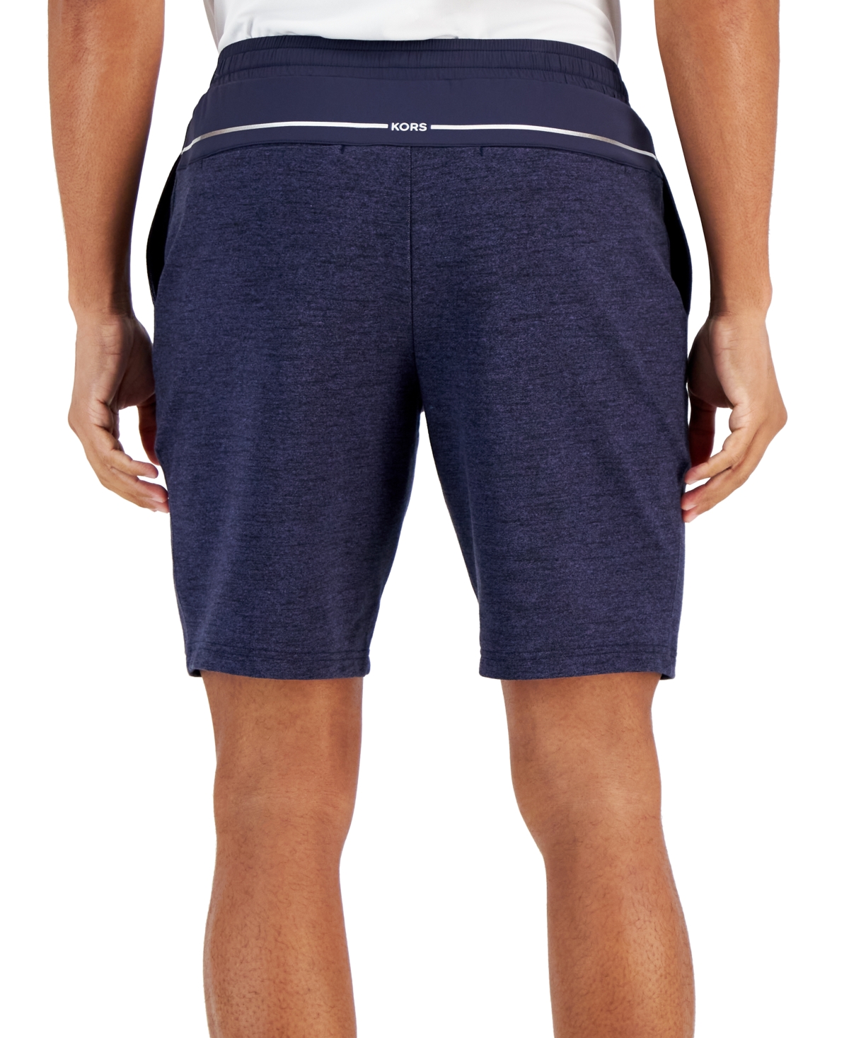 Shop Michael Kors Men's Athletic-fit Wrinkle-resistant Performance Stretch Mixed-media 9" Tracksuit Shorts In Midnight