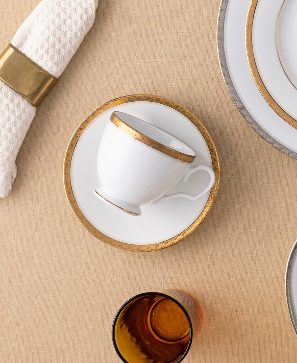 Noritake Charlotta Platinum 4 Piece Cups Set, Service For 4 In Gold