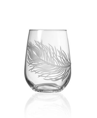 Peacock Stemless Wine Tumbler 17oz - Set of 4 Glasses